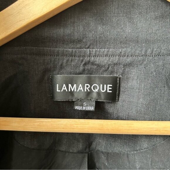 LAMARQUE Black Zip Linen Collared Crop Top Size S - Picture 7 of 7